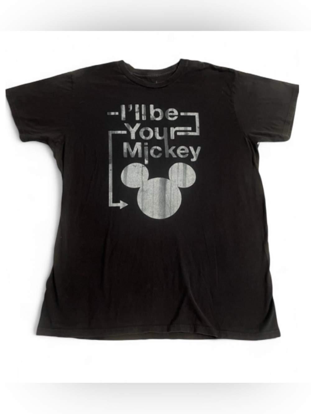 DISNEY PARKS “I’ll Be Your Mickey” Mickey Mouse T Shirt Tee Black White